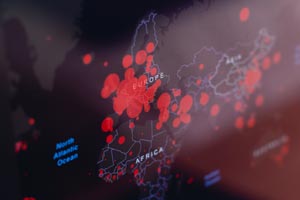 Map of Europe with points