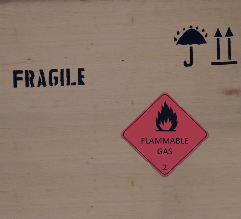 wooden transport case marked fragile