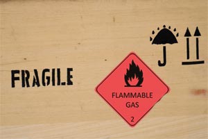 wooden transport case marked fragile