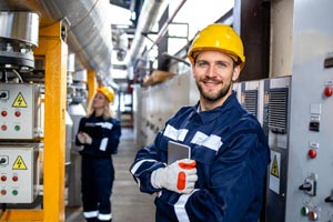 Eurocontrol employees conducting an inspection in a plant