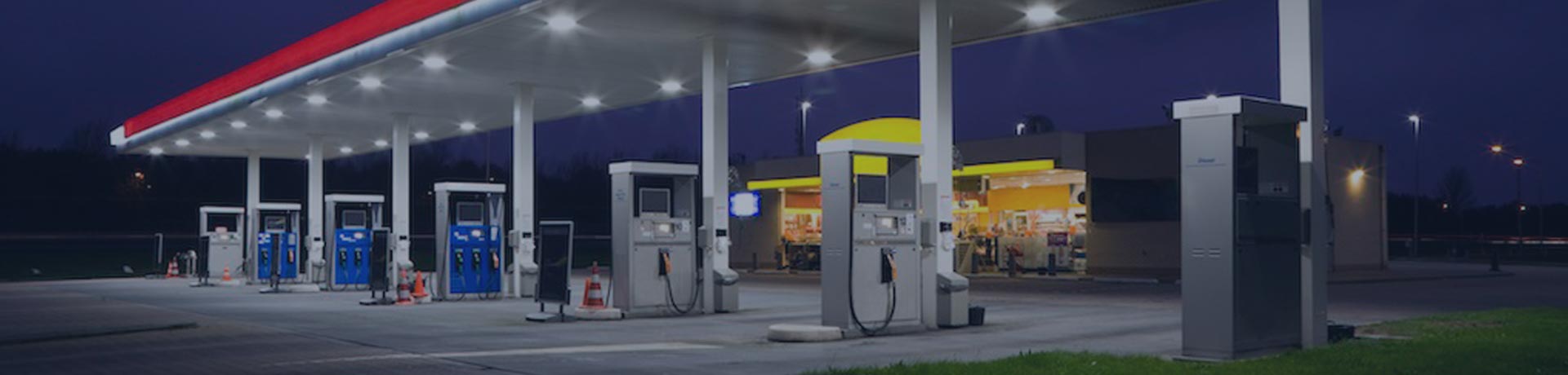 gas station at night