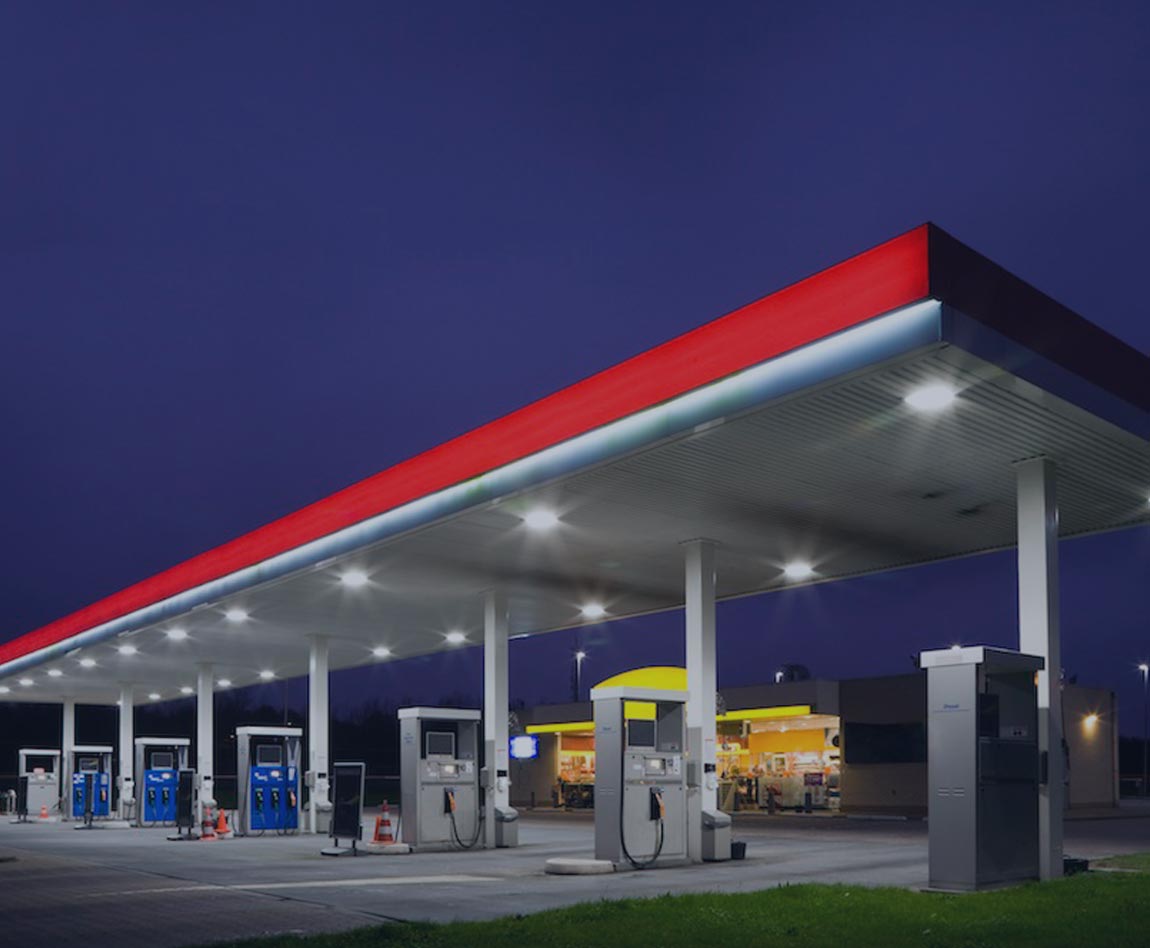 gas station at night