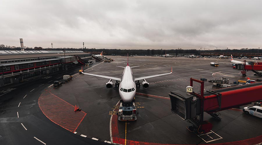 airplane in an airport