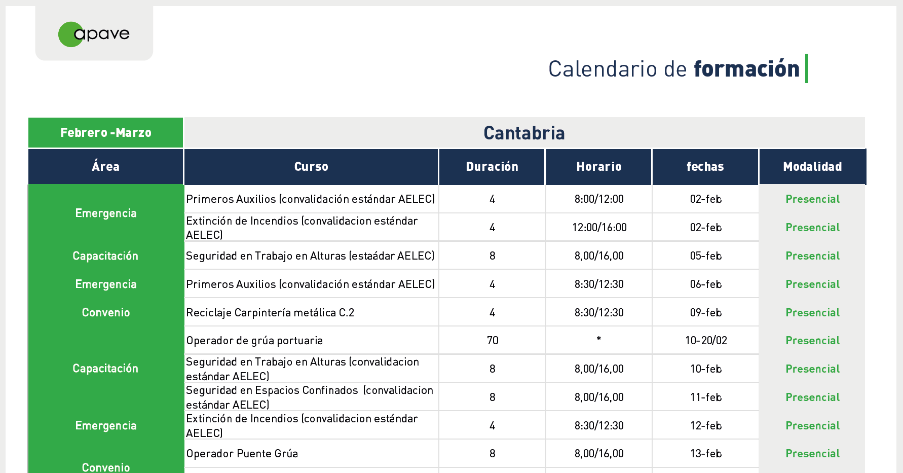 Calendario cantabria