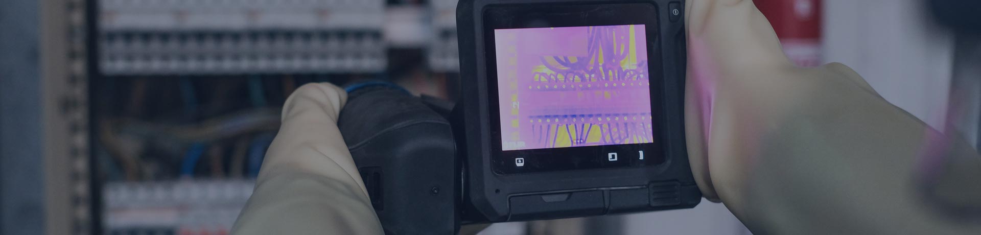 termógrafo inspeccionando un cuadro eléctrico