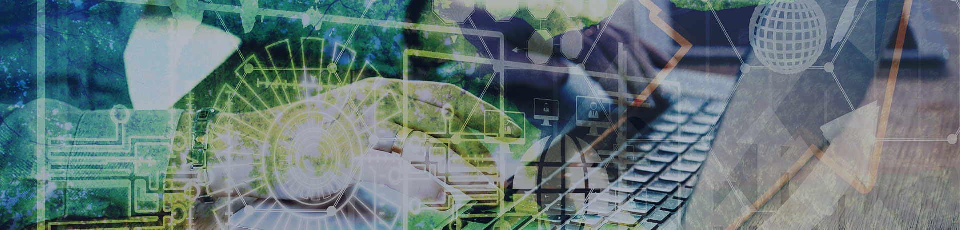 hombre en un ordenador con un fondo verde de la naturaleza