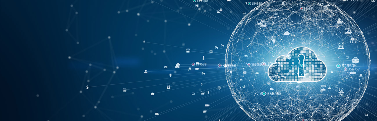 Une terre représentant un nuage de données, concept de cybersécurité