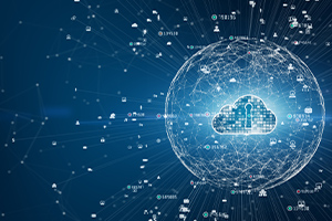 Une terre représentant un nuage de données, concept de cybersécurité