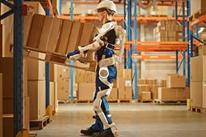 Un homme avec un exosquelette