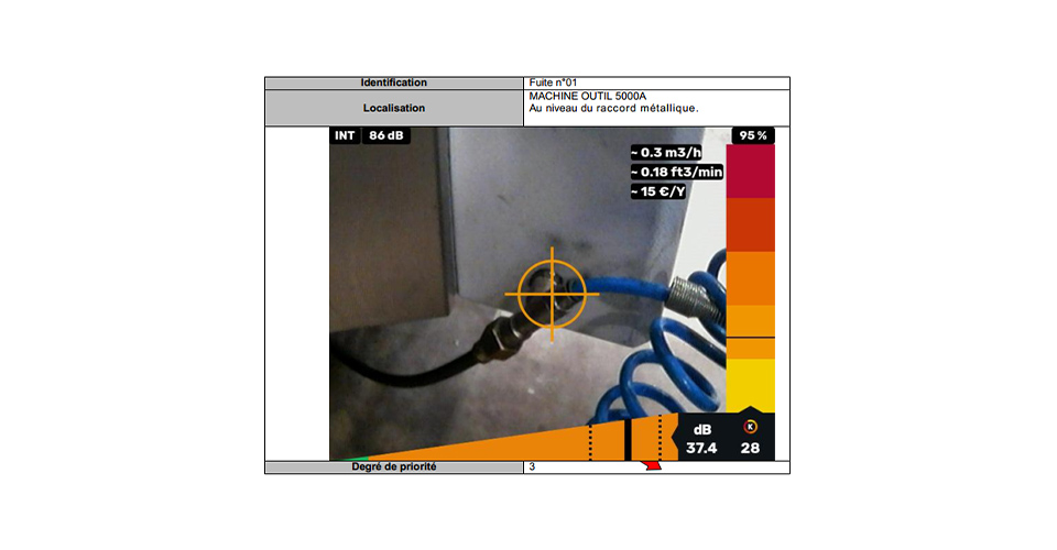 Illustration du repérage d’une fuite sur le réseau d’air comprimé