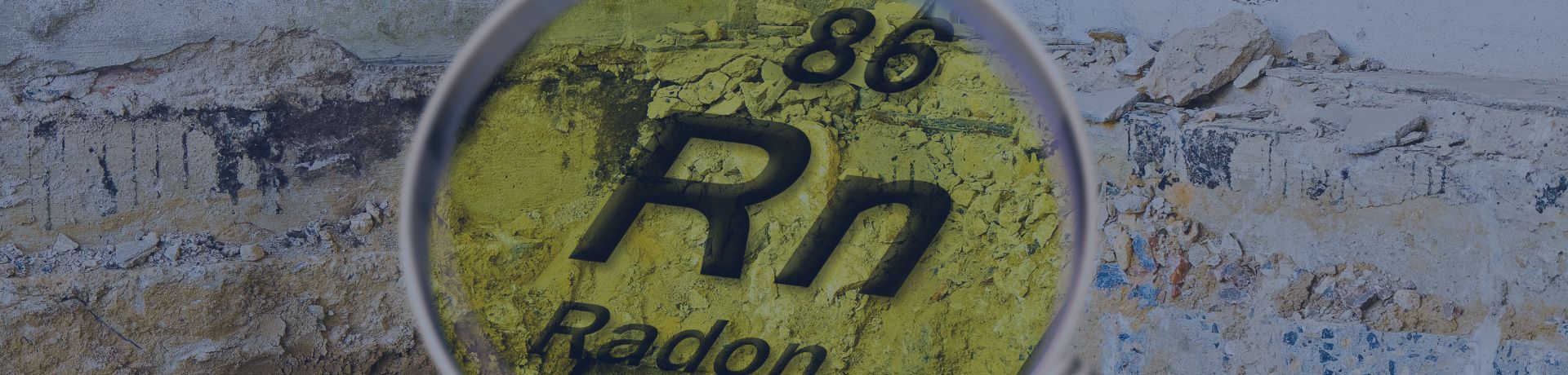 Une loupe montrant l'élément représentant le radon