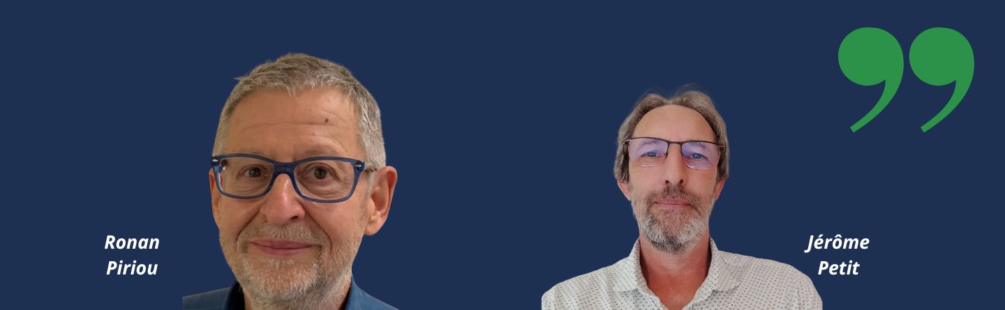 Photos de Ronan Piriou, responsable développement pour le domaine santé sécurité, Apave Exploitation France et Jérôme Petit, référent technique CSPS, Apave Infrastructures et Construction France