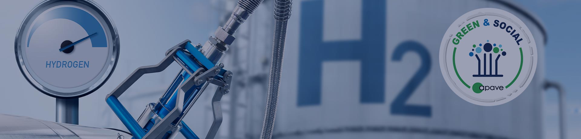 Jauge d'hydrogène et buse sur fond de réservoirs de gaz