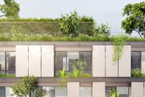 Un bâtiment avec de la verdure