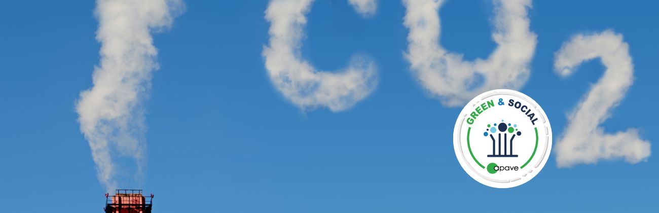 Une cheminée industrielle avec le mot CO2 noté dans le ciel