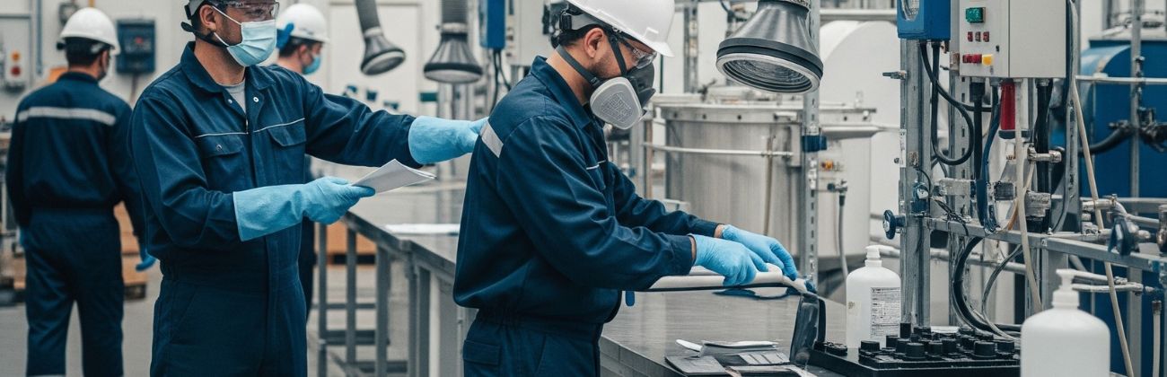 Prévention risque chimique travail : EPI, ventilation, sécurité industrielle.