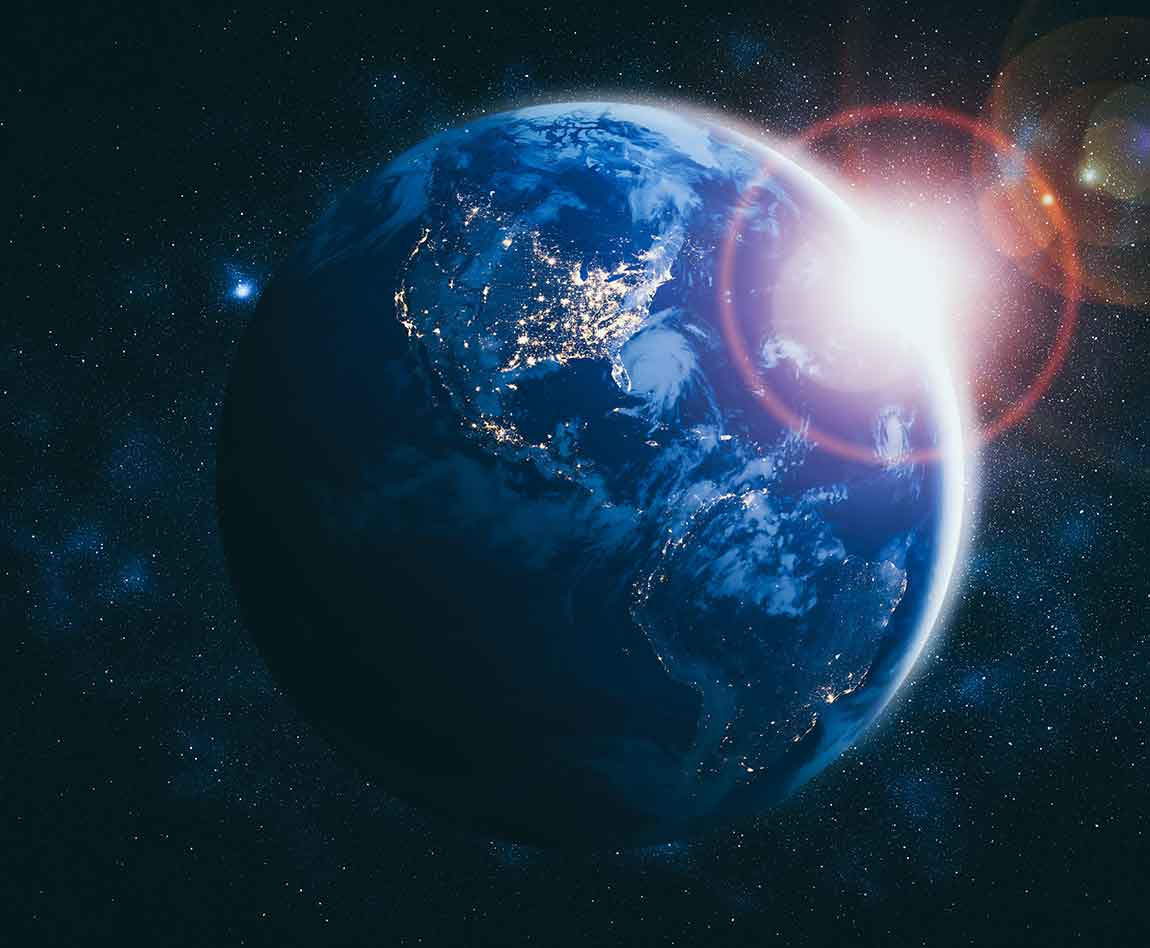 La Planète Terre vue de l'espace montrant les différents continents