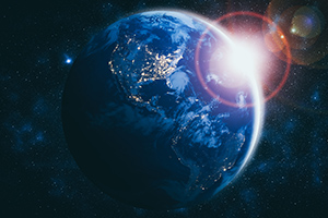 La Planète Terre vue de l'espace montrant les différents continents