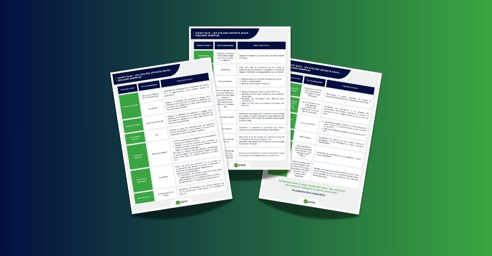Visuels des exemples de safety days proposés par Apave