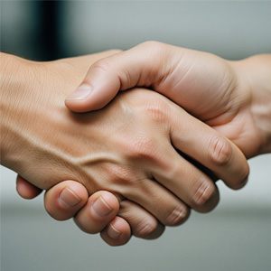 Gros plan sur deux personnes se serrant la main, symbolisant un accord ou un partenariat.