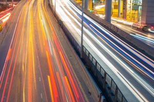 road with a lot of traffic at night