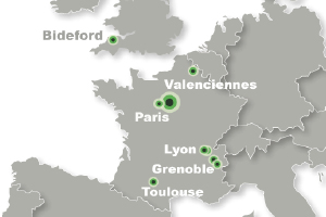 Sopemea's locations in France and in the UK
