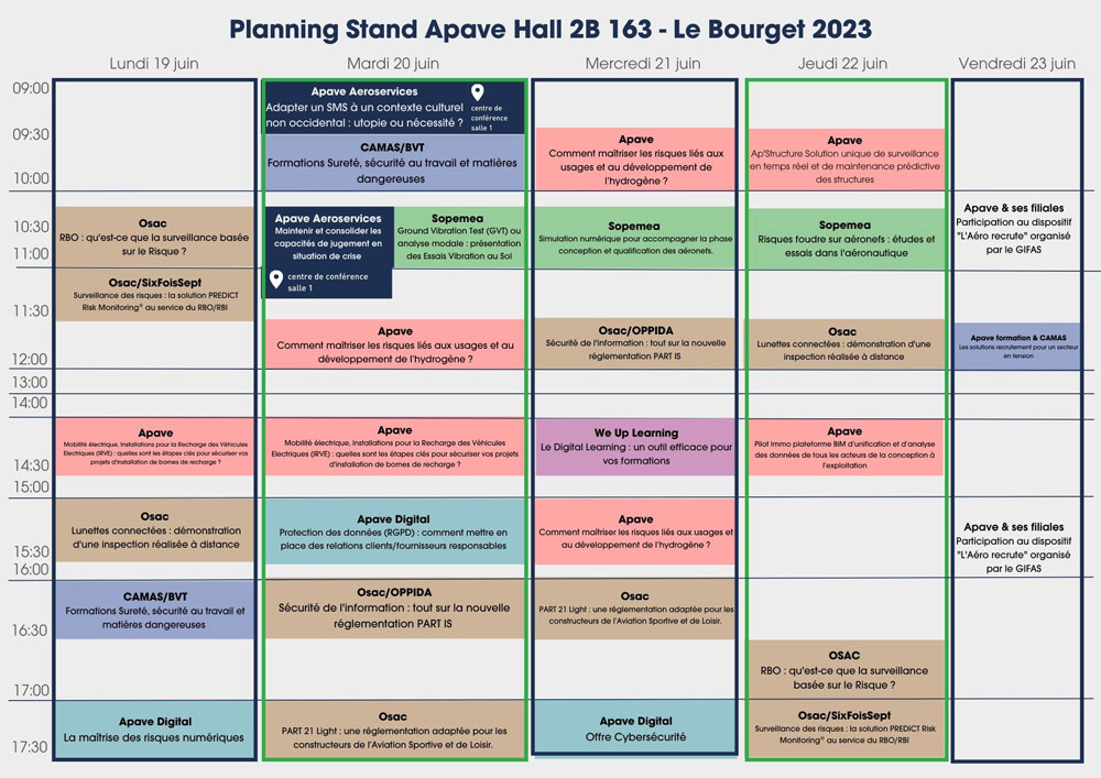 Planning Animation Bourget 