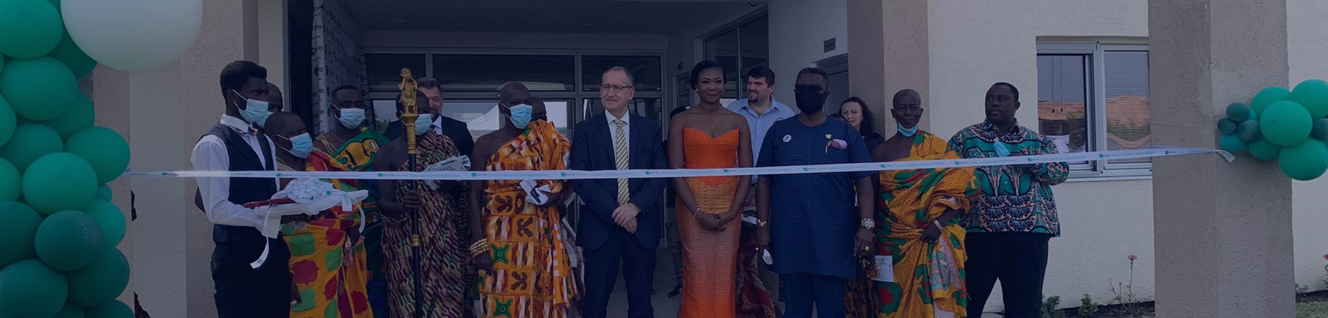 General Manager Philippe Maillard and the Ghana team in front of the new technical and training centre