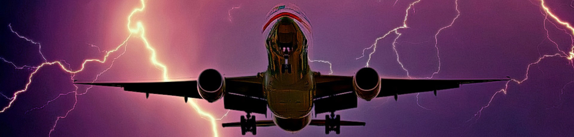 lightning falling on a plane in the sky