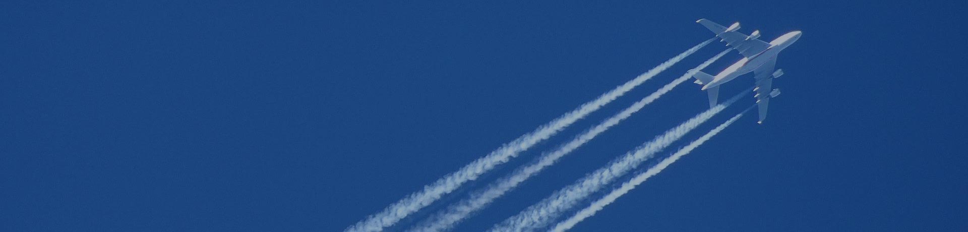 plane with a white streak in the sky